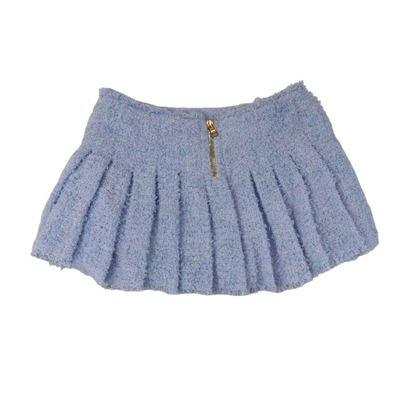 Tweed Mini Skirt Baby Blue Size 38 - Picture 3 of 10